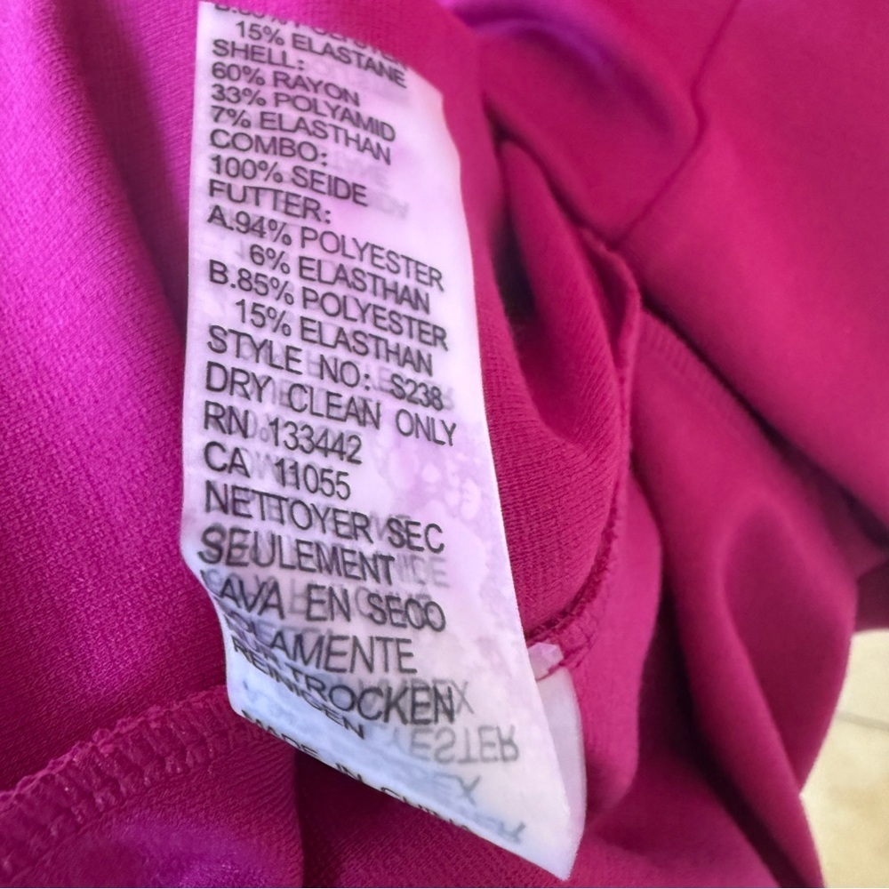 Nue by Shani Fuschia Ruffled 3/4 Sleeve Sheath Dress - Picture 10 of 10